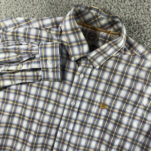 CINCH SHIRT MENS MEDIUM YELLOW BLUE PLAID LONG SLEEVE BUTTON DOWN WESTERN COLLAR